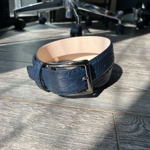 Custom blue snake skin belt, never worn